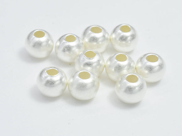 15pcs Matte 925 Sterling Silver Beads, 4mm Round Beads-BeadBasic