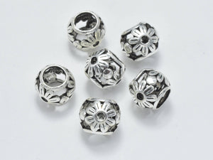 2pcs 925 Sterling Silver Beads-Antique Silver, Big Hole Filigree Beads, Spacer Beads-BeadBasic