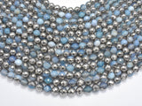 Mystic Coated Banded Agate - Blue & Silver, 8mm, Faceted-BeadBasic