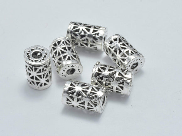 4pcs 925 Sterling Silver Beads-Antique Silver, 5x7.5mm Tube Beads-BeadBasic