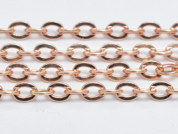 1foot Rose Gold Vermeil Oval Chain, 925 Sterling Silver Chain, Oval Chain, Jewelry Chain, 1.5x2mm-BeadBasic