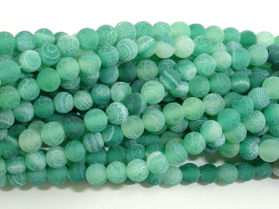 Matte Dragon Vein Agate - Green, 4mm Round Beads, 14 Inch-BeadBasic