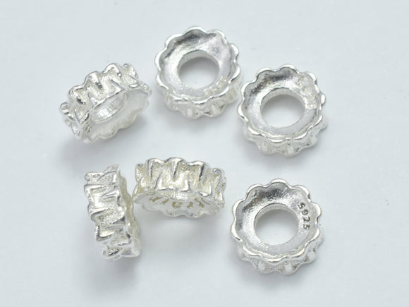 10pcs 925 Sterling Silver Beads, 55mm Spacer Beads, 5.8x2.2mm-BeadBasic