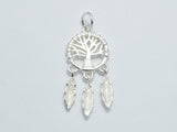 1pc 925 Sterling Silver Charm, Tree of life Charm, 26x12mm-BeadBasic