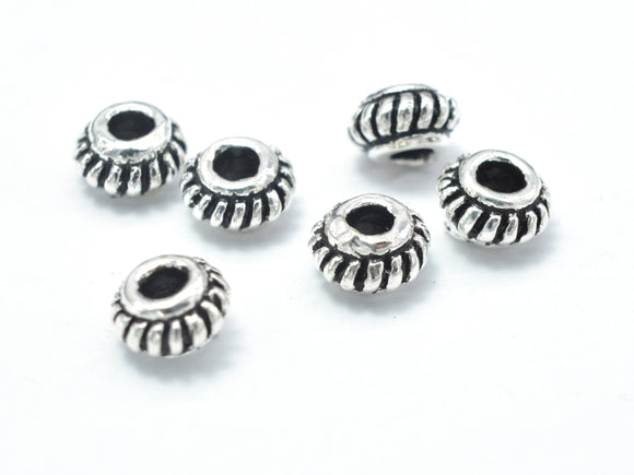 8pcs 925 Sterling Silver Beads-Antique Silver, 5mm Rondelle Beads, Spacer Beads, 5x3mm Hole 1.8mm-BeadBasic