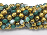 Mystic Coated Banded Agate-Green & Gold, 6mm, Faceted-BeadBasic