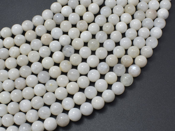 White Moonstone, 6mm (6.5mm) Round Beads-BeadBasic