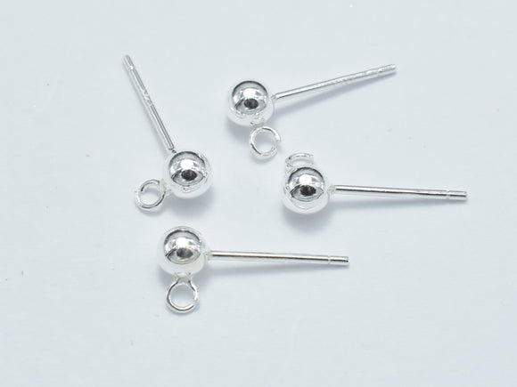 6pcs (3pairs) 925 Sterling Silver Ball Earring Stud Post with Open Loop-BeadBasic