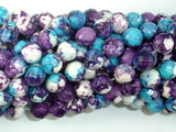 Rain Flower Stone Beads, Blue, Purple, 8mm Faceted Round Beads-BeadBasic