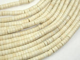 White Howlite Beads, 2x4mm Heishi Beads-BeadBasic