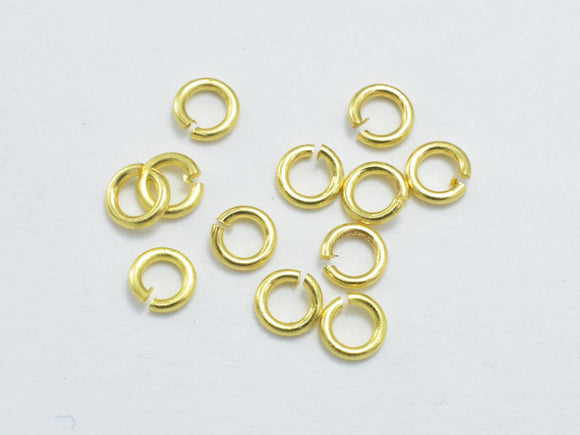 Approx. 300pcs 3mm Open Jump Ring, 0.6mm (22gauge), Gold Plated Brass Jump Ring-BeadBasic