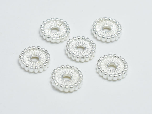 8pcs 925 Sterling Silver Beads, 6.8mm, Disc Beads, Daisy Spacers-BeadBasic