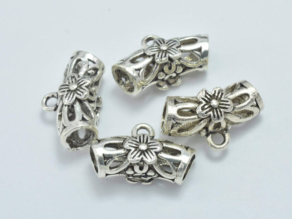 2pcs 925 Sterling Silver Bead Connector-Antique Silver, Filigree Round Tube, 14x5mm-BeadBasic
