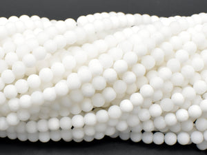 Matte White Jade Beads, 4mm (4.7mm) Round Beads-BeadBasic