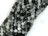 Black Rutilated Quartz Beads, 4mm (4.3mm) Round Beads-BeadBasic