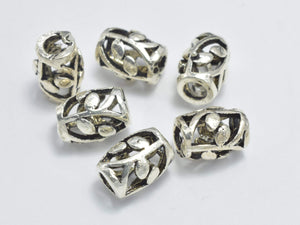 4pcs 925 Sterling Silver Beads-Antique Silver, 5.3x7.2mm Filigree Drum Beads-BeadBasic