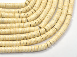 White Howlite Beads, 2.7x 6mm Heishi Beads-BeadBasic