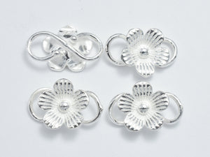 1pc 925 Sterling Silver Bead Connector, Flower Connector, Flower Link, Opened S Wire, 17x11mm-BeadBasic