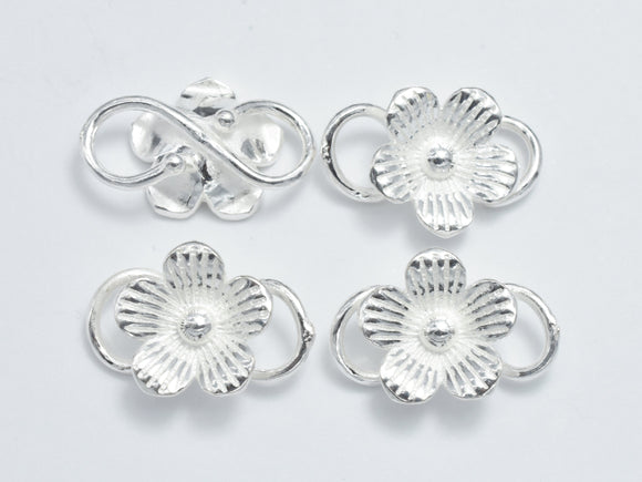 1pc 925 Sterling Silver Bead Connector, Flower Connector, Flower Link, Opened S Wire, 17x11mm-BeadBasic