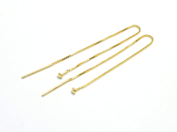 4pcs 24K Gold Vermeil Ear Wire, 925 Sterling Silver Ear Wire, 90mm Long Chain Ear wire-BeadBasic
