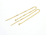 4pcs 24K Gold Vermeil Ear Wire, 925 Sterling Silver Ear Wire, 90mm Long Chain Ear wire-BeadBasic