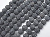 Unwaxed Black Gray Lava, 6mm (6.5mm) Round-BeadBasic