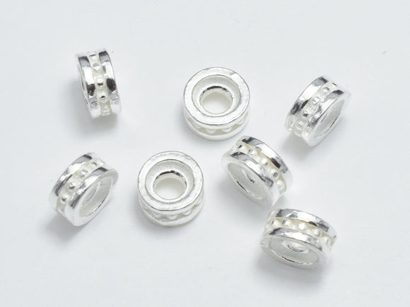10pcs 925 Sterling Silver Beads, 5mm Rondelle Beads, Big Hole Spacer Beads, 5x2.4mm-BeadBasic