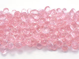 Glass Beads-Pink, 8x11mm Flat Teardrop beads, 11.5 Inch-BeadBasic