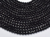 Black Tourmaline Beads, 6mm (6.6mm) Faceted Round-BeadBasic