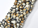 Rain Flower Stone, Creamy White, Black, 6mm Round Beads-BeadBasic