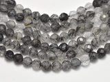 Black Rutilated Quartz Beads, 3mm (2.8mm) Faceted Micro Round-BeadBasic
