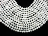 White Howlite Beads, Faceted Round, 8mm, 15 Inch-BeadBasic