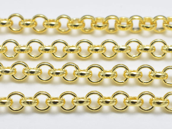 1foot 24K Gold Vermeil Rolo Chain, 925 Sterling Silver Chain, Rolo Chain, Round Chain, Jewelry Chain, 2mm-BeadBasic