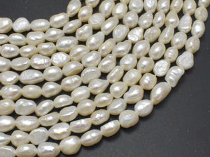 Fresh Water Pearl Beads, White, Nugget, Approx. 7x9 mm-BeadBasic