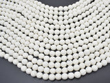 White Lava Beads, 8mm Round Beads, 14.5 Inch-BeadBasic