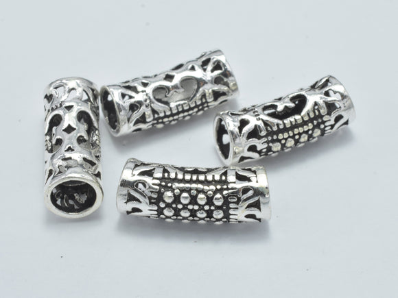 2pcs 925 Sterling Silver Tube-Antique Silver, Filigree Curved Tube, 5.5x14mm-BeadBasic