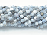 Dragon Vein Agate Beads, Gray & White, 6mm Faceted Round Beads-BeadBasic