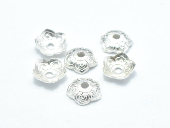 20pcs 5.6mm 925 Sterling Silver Bead Caps, 5.6x1.6mm Flower Bead Caps-BeadBasic