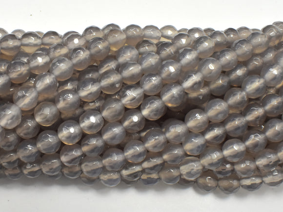 Gray Agate Beads, 6mm Faceted Round Beads-BeadBasic