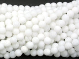 Matte White Jade Beads, 6mm (6.4mm) Round Beads-BeadBasic