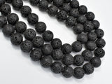 Black Lava Beads, 14mm Round Beads-BeadBasic