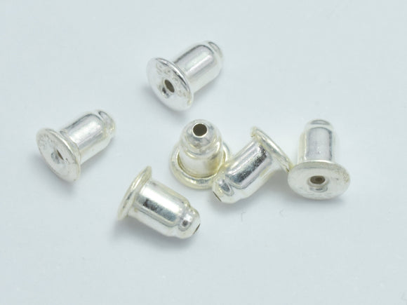 10pcs 925 Sterling Silver Ear Nuts, Bullet Ear Backs, Earring Stoppers, 4.2x5.2mm-BeadBasic
