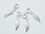 2pcs 925 Sterling Silver Charms, Connector, Angel Wings, 18x6mm-BeadBasic