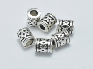 4pcs 925 Sterling Silver Beads-Antique Silver, 4.6x5.6mm Tube Beads-BeadBasic