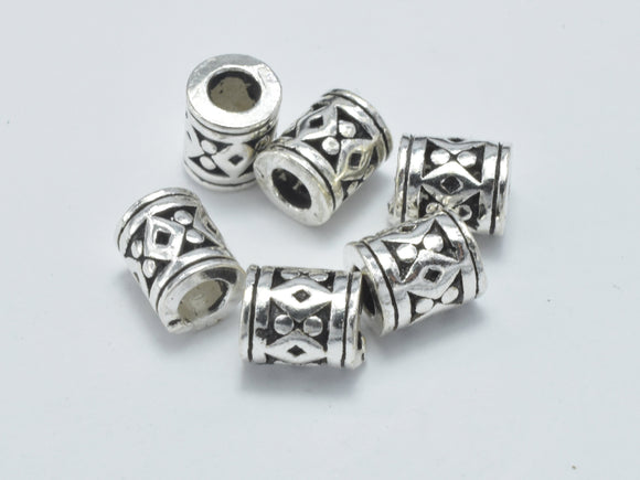 4pcs 925 Sterling Silver Beads-Antique Silver, 4.6x5.6mm Tube Beads-BeadBasic