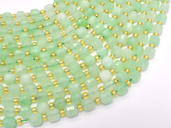 Green Quartz Beads, 6mm Faceted Prism Double Point Cut-BeadBasic