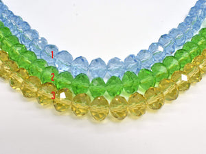 Crystal Glass Beads, 8x10mm Faceted Rondell, 7 Inch-BeadBasic