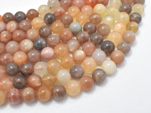Peach / Gray / White Mixed Moonstone, 8mm Round Beads-BeadBasic
