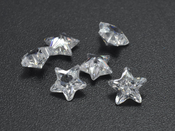 Cubic Zirconia Loose Gems - Faceted Star, 1piece-BeadBasic
