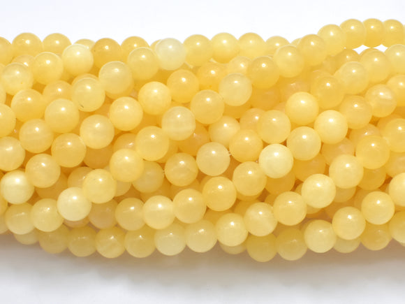 Yellow Jade Beads, Round, 6 mm, 15 Inch-BeadBasic
